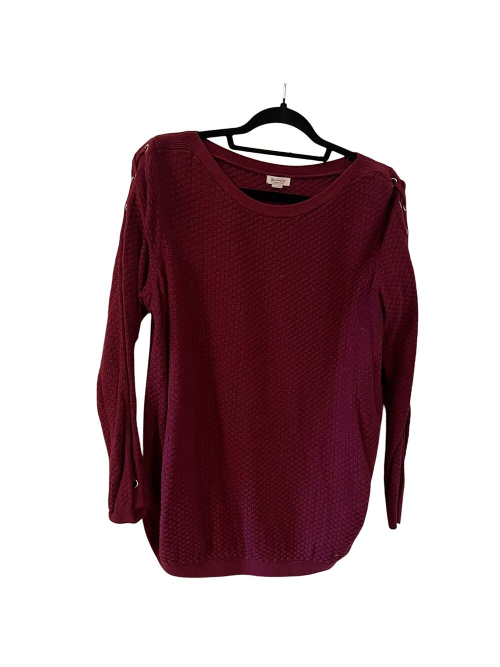 Westport Lace Up Sleeve Sweater Maroon Size XL